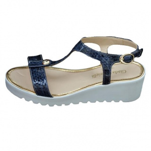 Sanda usoara si comoda, culoare bleumarin, din piele lacuita