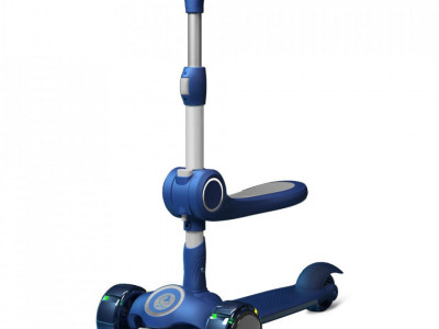 Hot Mom Wind Rider Blue Seat - Trotineta cu Scaun, Pentru Copii 2 - 9 ani, Structura Robusta, Ghidon Flexibil, Usor de Manevrat, Pana la 50 kg