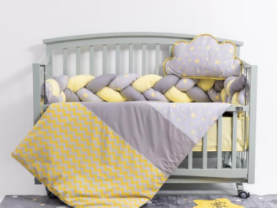 Lenjerie MyKids 6 piese Gray-Yellow fara baldachin 120x60 cm