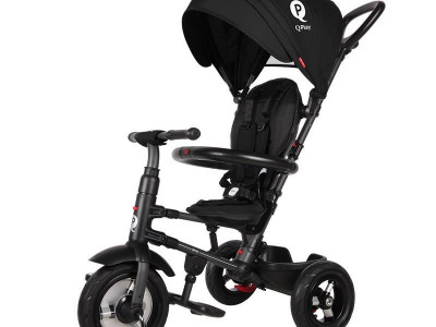 Tricicleta cu roti de cauciuc Qplay Rito Rubber Negru