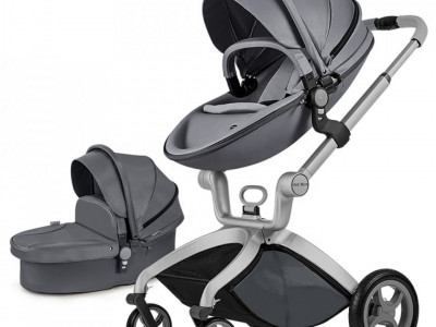 Carucior Copii Hot Mom Premium Dark Grey 2 in 1, varsta intre 0 - 36 luni, elegant, confortabil, sigur si usor de folosit