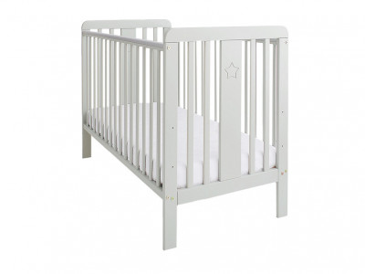 Patut Bebe Din Lemn Masiv Woodies Star Gri, 120 x 60
