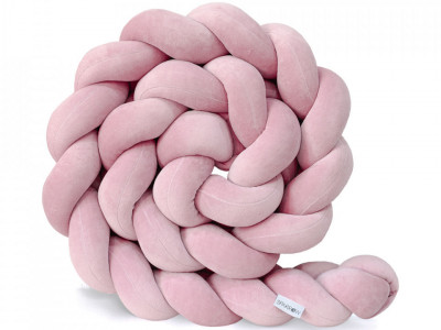 Sparrow - Protectie impletita pentru patut Velvet Dirty Pink, 200 cm