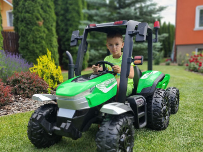 Tractor electric cu remorca si telecomanda XL, roti EVA, 12V10Ah