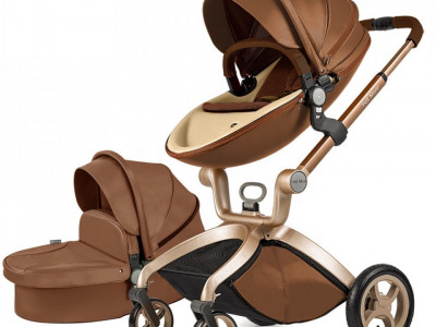 Carucior Copii Hot Mom Premium Coffee 2 in 1, varsta intre 0 – 36 luni, realizat din materiale de calitate