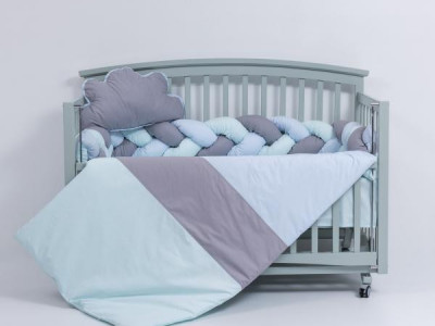 Lenjerie MyKids 6 piese Gray-Blue fara baldachin 120x60 cm