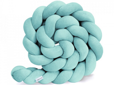Sparrow - Protectie impletita pentru patut Velvet Azure, 340 cm, Full 120 x 60 cm