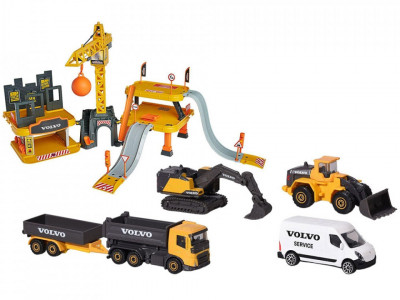 Pista de masini Majorette Creatix Construction cu 5 masinute Volvo