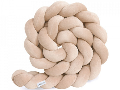 Sparrow - Protectie impletita pentru patut Velvet Warm Beige, 340 cm, Full 120 x 60 cm