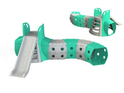 Tobogan cu tunel de joaca MyKids Gri-Turquoise 01470/1