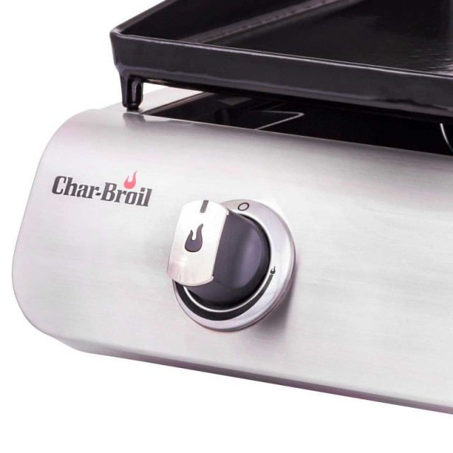 Char-Broil Verano 200 Plancha - Piastra Cottura Gas 2 Fuochi, Acciaio Inox, Griglia Ghisa 53x40cm - Foto 3