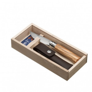 Briceag Opinel Nr.08 Inox Maslin + Teaca, 8.5cm - 001004