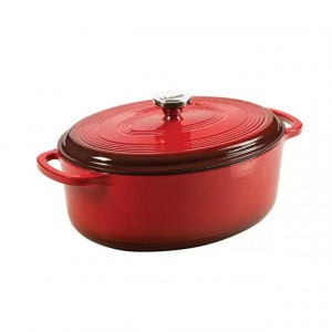 Ceaun din fonta emailata oval cu capac - cuptor olandez Lodge 6,6 litri - L-EC7OD43