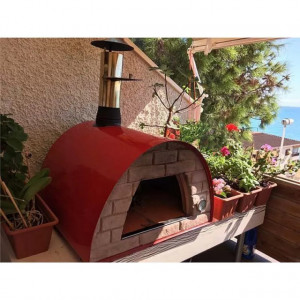 Cuptor traditional pentru pizza pe lemne Maximus rosu - MAXIMUSRED 4
