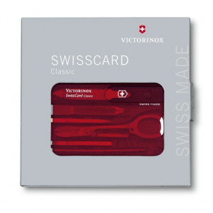 Multifunctional Victorinox SwissCard, rosu transparent - 0.7100.T cutie