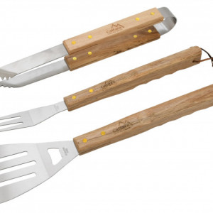 Set 3 ustensile pentru gratar cu manere de lemn Cattara