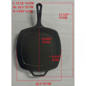 Tigaie grill adanca patrata din fonta cu maner Lodge 26,7 cm