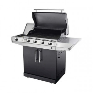 Gratar pe gaz cu 4 arzatoare din inox, TRU-Infrared, gratare din fonta, Char-Broil Performance T47G Black -140712 capac deschis