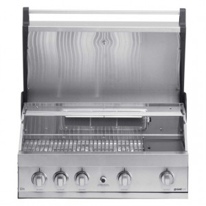 Gratar pe gaz cu 5 arzatoare (4 inox + 1 infrarosu), incastrabil, grile inox, plita fonta, Grand Hall Elite GT4S-S - K04000202A capac si gratar