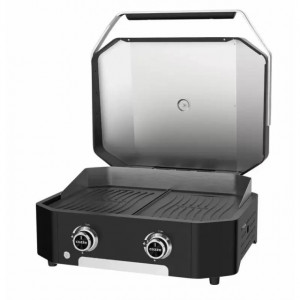 Gratar pe gaz tip plancha cu 2 arzatoare si capac Cozze 600 5 kW - 90514
