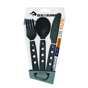 Tacamuri camping din aluminiu anodizat Sea To Summit Alphaset Cutlery Set (cutit, furculita, lingura) - OUTMA.ACUTASET3