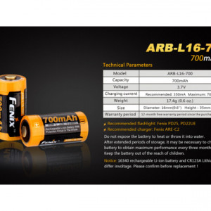 Acumulator Fenix 16340 - 700mAh - ARB-L 16-700 4