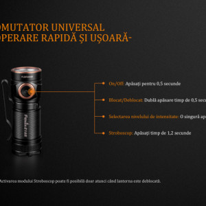 Lanterna Fenix E18R 750 lumeni - 136 Metri instructiuni