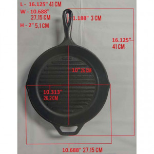 Tigaie grill adanca rotunda din fonta cu maner Lodge 26 cm