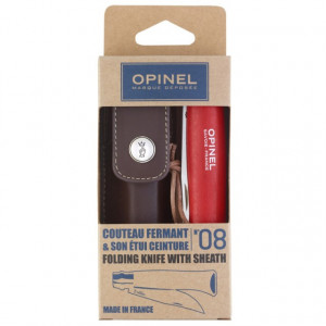 Briceag Opinel Nr.08 Inox Fag Rosu + Teaca, 8.5cm - 001890