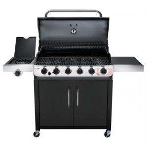 Gratar pe gaz Char-Broil Convective 640B XL, 6 arzatoare din inox, gratare din fonta -140847 capac deschis