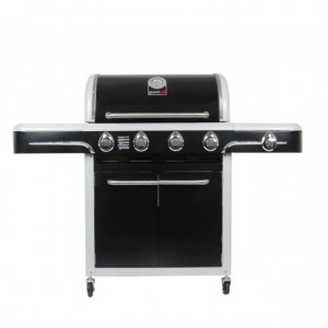 Gratar pe gaz cu 5 arzatoare din inox, gratare si plita din fonta, Grand Hall Bel Air Black - K04000104A