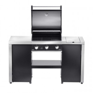 Gratar pe gaz Grand Hall Premium GT3 + Stand insula cu arzator lateral - K03000196A-B17102650A capac deschis