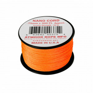 Paracord Nano Cord Atwood Rope MFG High Visibility Orange 0.75mm - 91m - CD-NC3-NL-0P