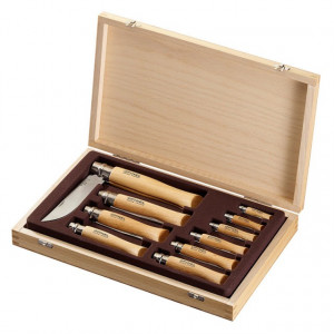 Set Opinel 10 cutite Inox, manere fag - 001314