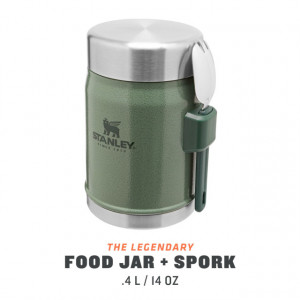 Termos mancare cu tacam Stanley The Legendary Food Jar + Spork Hammertone Green 0.4 l - 10-09382-004