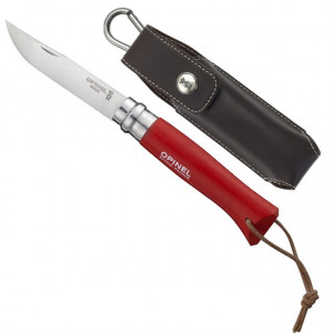 Briceag Opinel Nr.08 Inox Fag Rosu + Teaca, 8.5cm - 001890