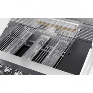 Gratar pe gaz cu 5 arzatoare (4 inox + 1 infrarosu), incastrabil, grile inox, plita fonta, Grand Hall Elite GT4S-S - K04000202A arzatoare