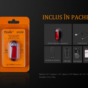 Lanterna bicicleta de spate Fenix BC05R Reincarcabila 10 Lumeni 6 Metri 8