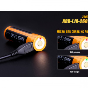 Acumulator 18650 - 2600mAh Cu Micro USB - ARB-L 18-2600U 3