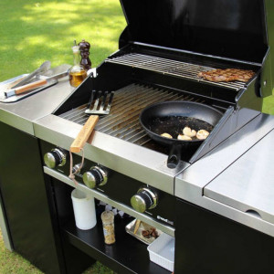 Gratar pe gaz Grand Hall Premium GT3 + Stand insula cu arzator lateral - K03000196A-B17102650A prezentare