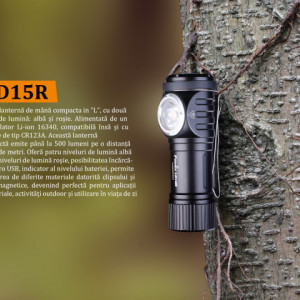Lanterna Fenix LD15R - Lanterna Reîncarcabila - 500 Lumeni - 85 Metri pe copac