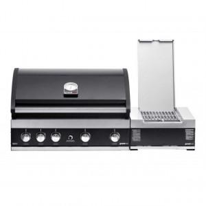 Gratar Grand Hall Maxim GTI4B-V pe gaz cu 5 arzatoare (4 inox + 1 infrarosu), incastrabil, gratare din fonta - K04000199A arzator capac deschis