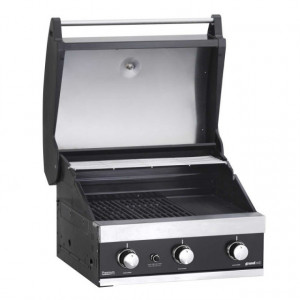 Gratar pe gaz cu 3 arzatoare din inox, incastrabil, gratare din fonta, Grand Hall Premium GT3 - K03000196A capac deschis