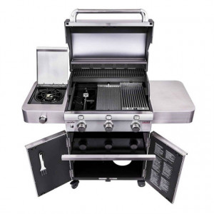Gratar pe gaz din otel inoxidabil non-magnetic Char-Broil Platinum 3400S, 3 arzatoare din inox, TRU-Infrared - 140861 frontal