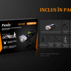 Lanterna bicicleta de ghidon Fenix BC35R Reincarcabila 1800 Lumeni 146 Metri 7