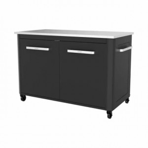 Modul bucatarie de exterior cu 2 usi, spatii depozitare si blat de lucru din inox Cozze negru 120 x 60 x 90 cm - 90526