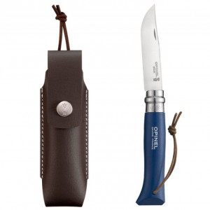 Briceag Opinel Nr.08 Inox Fag Albastru + Teaca, 8.5cm - 001891