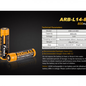 Acumulator Fenix 14500 - 800mAh - ARB-L 14-800 3