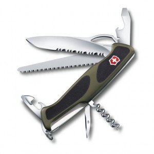 Briceag Victorinox RangerGrip 179 One Hand, negru/verde - 0.9563.MWC4