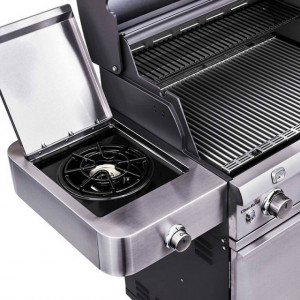 Gratar pe gaz din otel inoxidabil non-magnetic Char-Broil Platinum 3400S, 3 arzatoare din inox, TRU-Infrared - 140861 arzator lateral